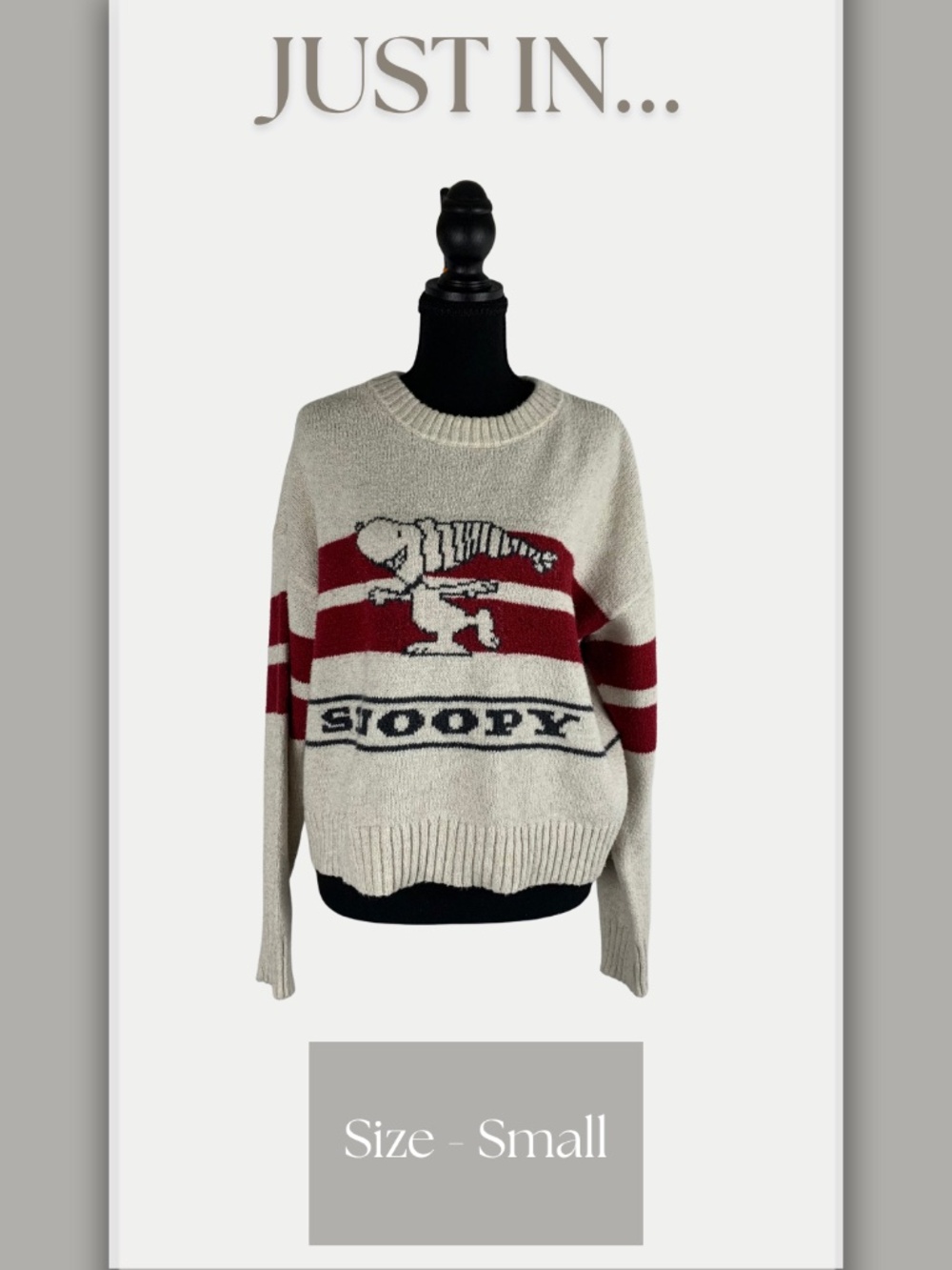 American Eagle X Peanuts Striped Snoopy Crewneck Sweater Women’s S Retro Preppy
